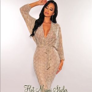 Hot Miami Styles Sequin Snake Print Kimono Dress